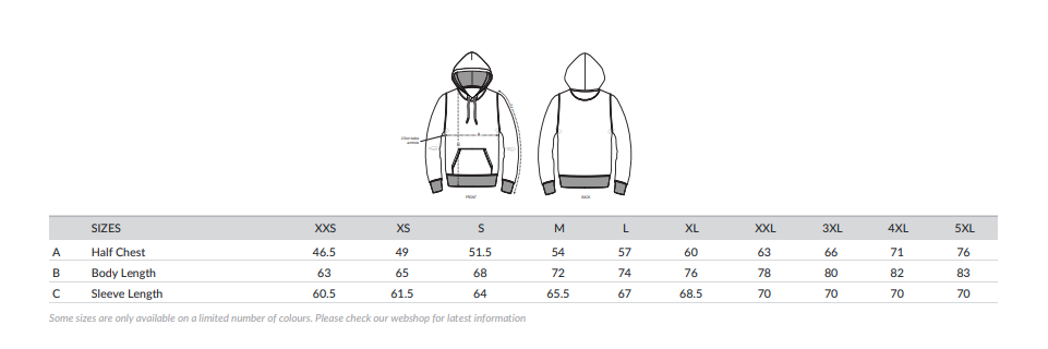 Size chart the rose hoodie.PNG